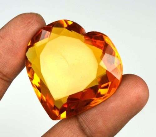 ***HUGE RARE*** ***LAB CERTIFIED*** 112.50 Ct Heart Shape Flashy Yellow Citrine