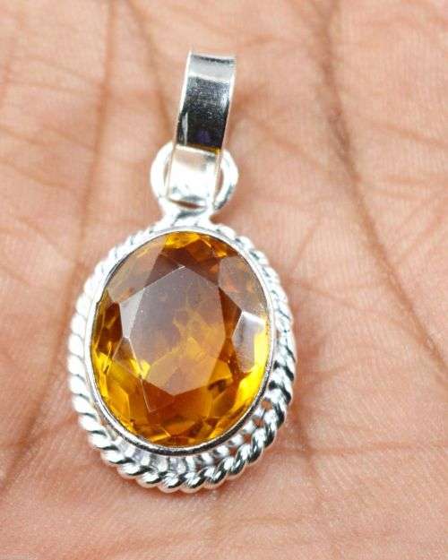 ***LAB CEERTIFIED*** 27.55ct Oval Cut Yellow Citrine Gemstone Sterling Silver Pendant