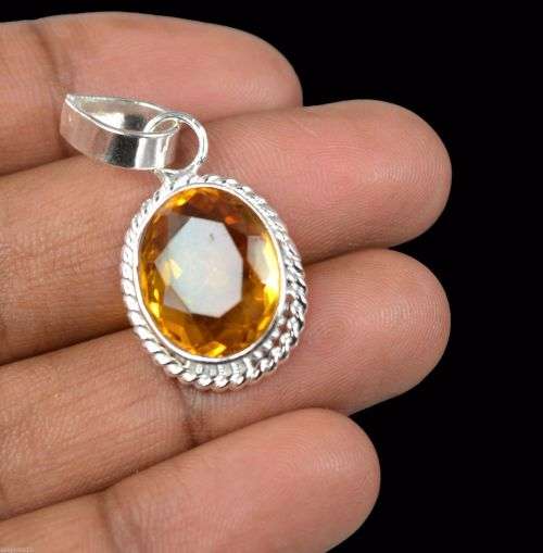 ***LAB CEERTIFIED*** 27.55ct Oval Cut Yellow Citrine Gemstone Sterling Silver Pendant