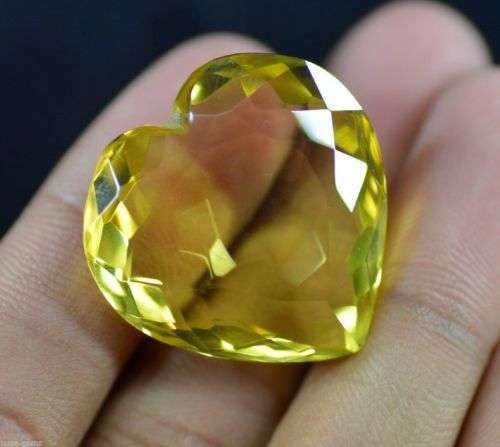 ***HUGE RARE*** ***LAB CERTIFIED*** 55.50 Ct Heart Shape Flashy Yellow Citrine