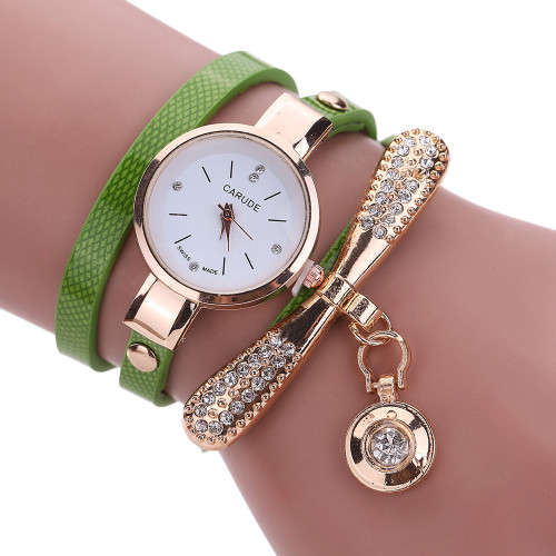 ***STUNNING*** Luxurious Ladies Leather Rhinestone Analog Quartz Bracelet Watch