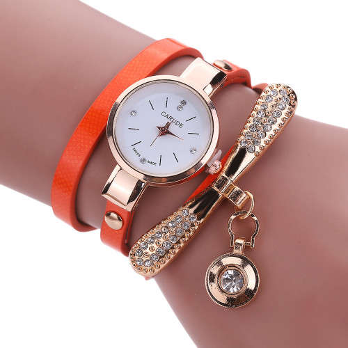 ***STUNNING*** Luxurious Ladies Leather Rhinestone Analog Quartz Bracelet Watch