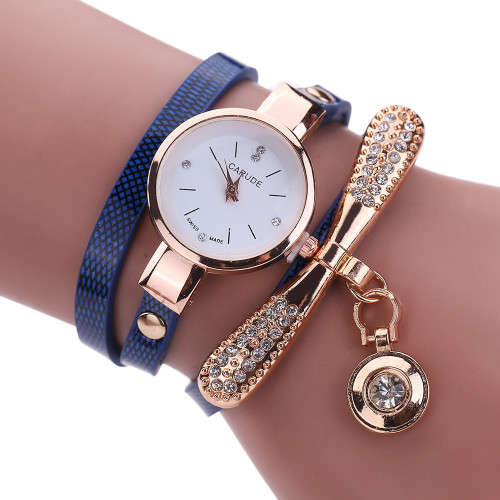 ***STUNNING*** Luxurious Ladies Leather Rhinestone Analog Quartz Bracelet Watch