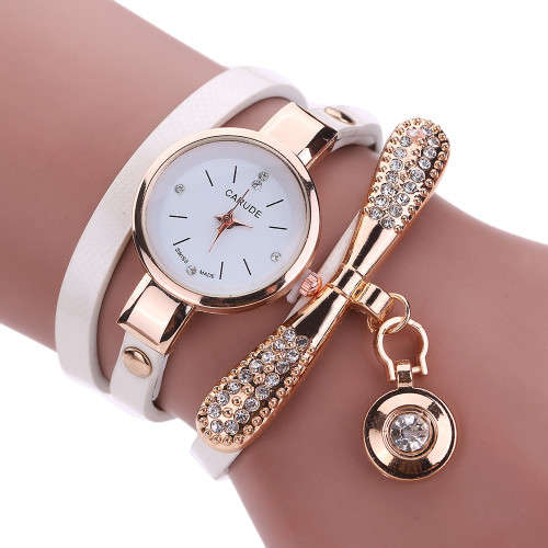 ***STUNNING*** Luxurious Ladies Leather Rhinestone Analog Quartz Bracelet Watch