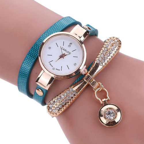 ***STUNNING*** Luxurious Ladies Leather Rhinestone Analog Quartz Bracelet Watch