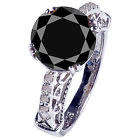 ***STUNNING*** 4.3CT Black Moissanite Engagement Ring Set In Solid Sterling Silver