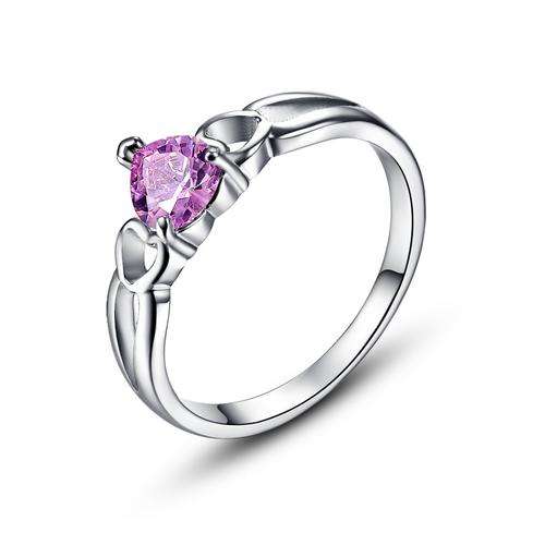 Solitaire Heart Pink Topaz 18K White Gold Ring