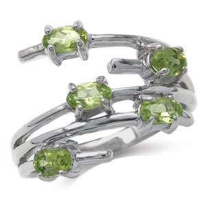 5x3MM Oval Peridot Sterling Silver Ring