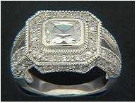 60% OFF - Square white cz sterling silver ring