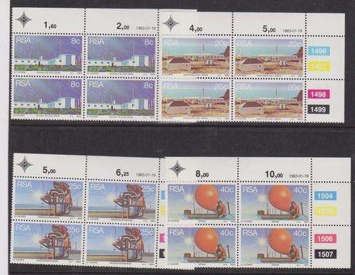 R.S.A. 1983 S.A.C.C. 541-544 "Weather Stations" Set of 4 C/Blocks M.N.H.