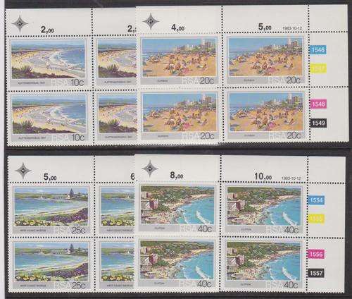 R.S.A. 1983 S.A.C.C. 553-556  "Tourism S.A. Beaches" Set of 4 C/Blocks  M.N.H