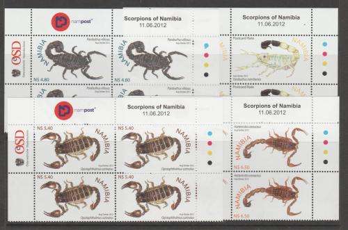 Namibia 2012 "Scorpions of Namibia" Set of 4 Control Blocks M.N.H.