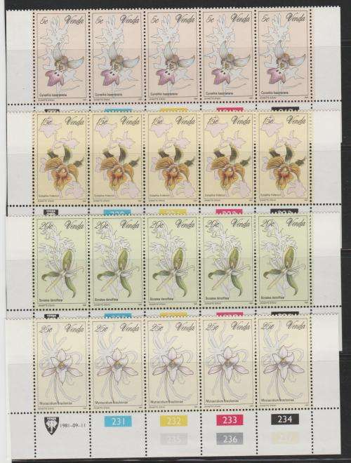 Venda 1981 "Orchids" Set of 4 Control Blocks" M.N.H.