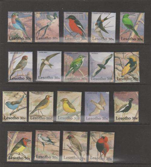 Thematic: Mixed lot of Birds of Lesotho" 19 stamps  M.N.H.