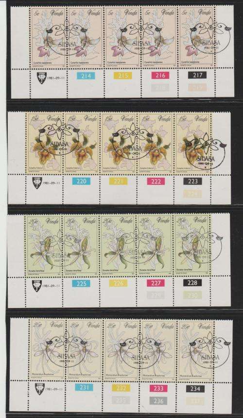 Venda 1981 " Orchids" Set of 4 Control Blocks C.T.O.