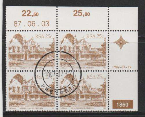 S.A.  "4th Definitive issue" Reprint 25c 87-06-03 Control Block of 4 C.T.O.