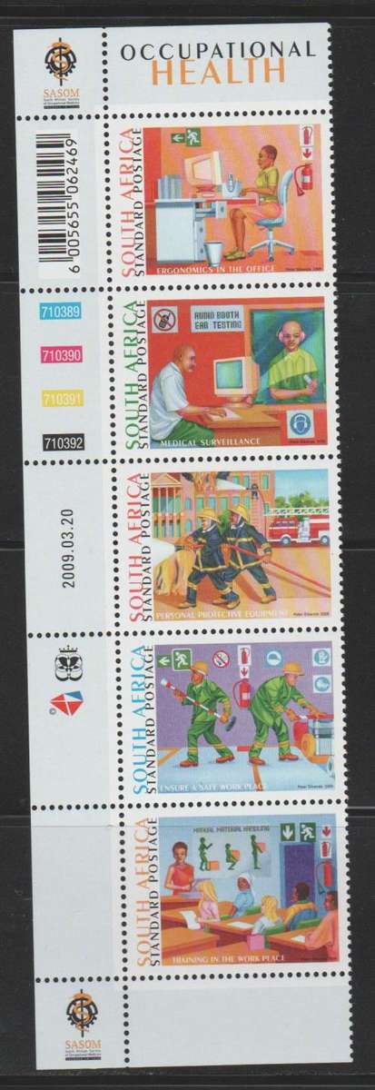 S.A. 2009 "Occupational Health" Setenant vertical strip 5 M.N.H.