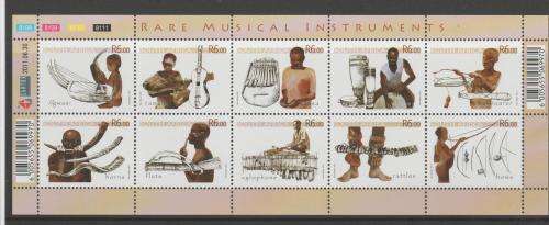 S.A. 2011 S.A. "Rare Musical Instruments" Sheetlet of 10 M.N.H.