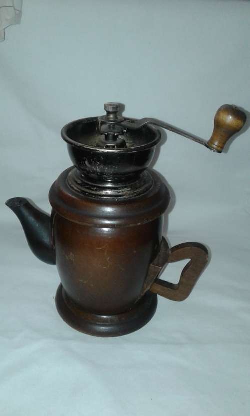 Antique Wooden Coffee Grinder Jug