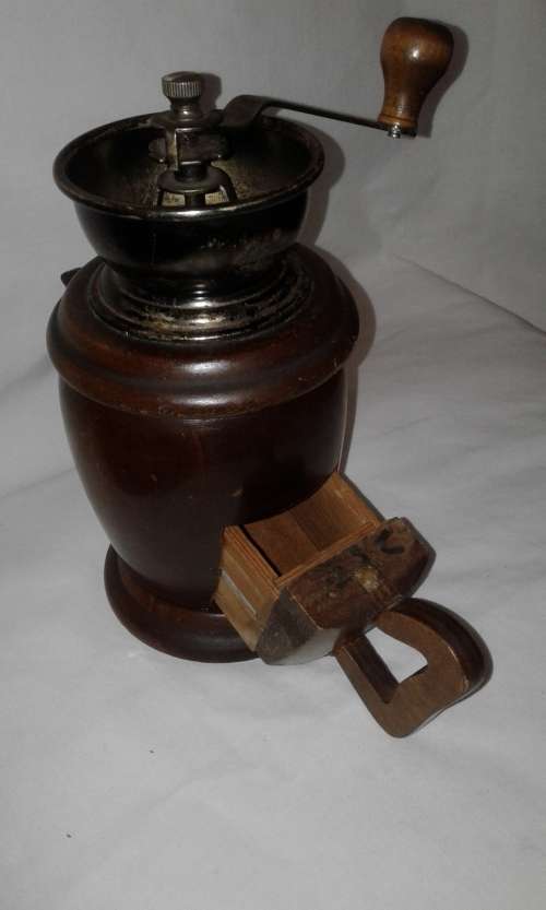 Antique Wooden Coffee Grinder Jug