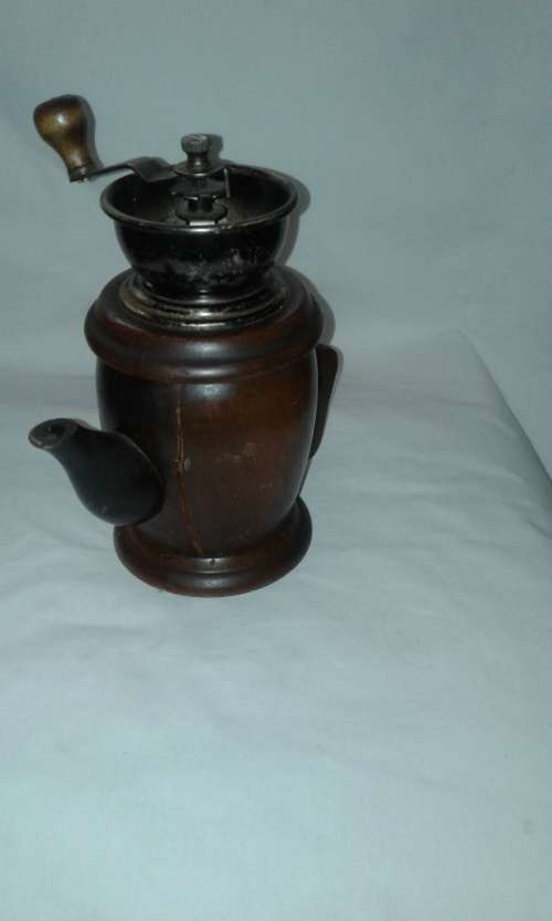 Antique Wooden Coffee Grinder Jug
