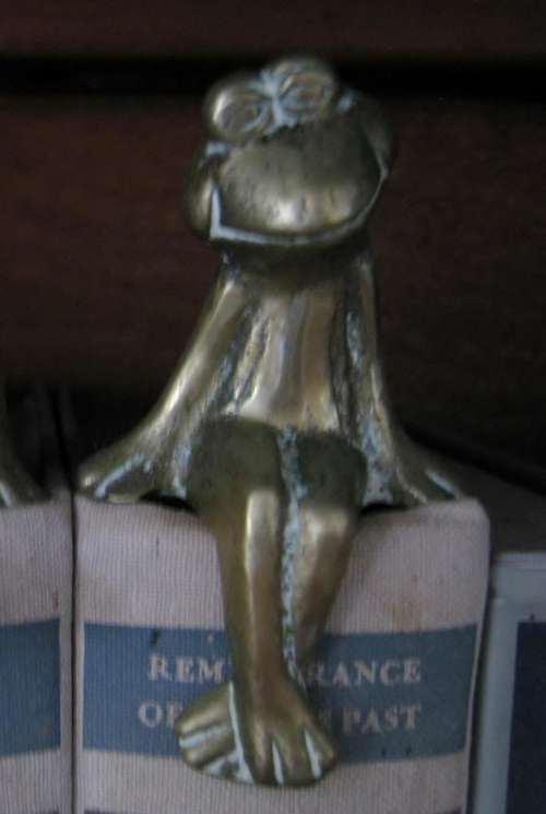 Solid Brass Frog - book/shelf decoration