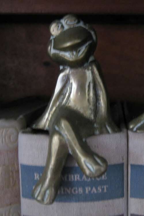 Solid Brass Frog - book/shelf decoration