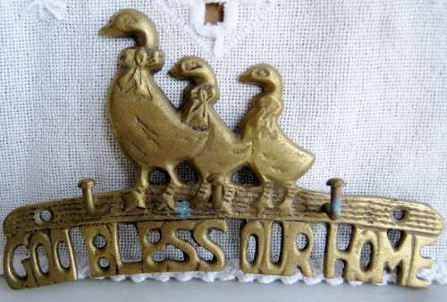 Brass Duck 'God bless our Home' Key Holder