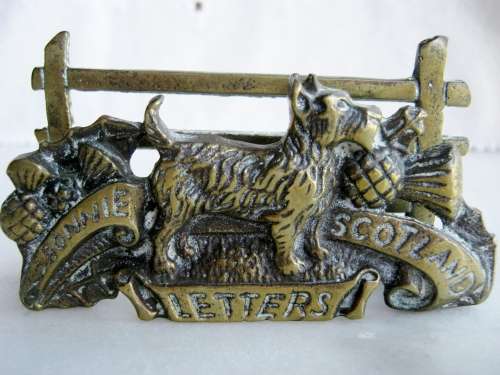 Brass Letter Holder - Scottish Terrier "Bonnie Scotland"