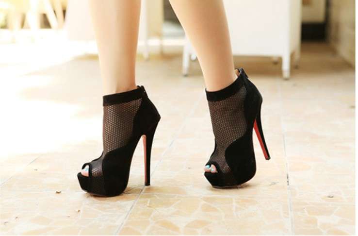 STUNNING!!   LADIES HIGH HEEL PEEP TOE ANKLE BOOTS  (SIZE 2.5 - 6)  SHIPS IN 2 DAYS