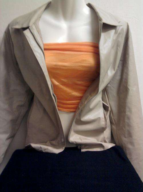 LADIES BEIGE FUX LEATHER JACKET