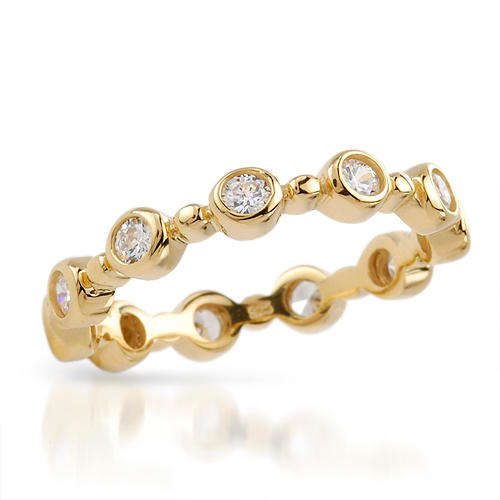 NEW RING WITH 1.65 ctw Cubic Zirconia in 14K/925 Gold Plated Silver, US size 7