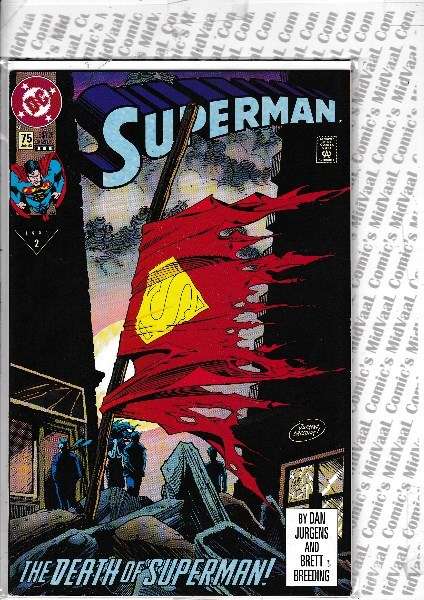 SUPERMAN THE DEATH OF SUPERMAN # 75 BLUE COVER PRINT