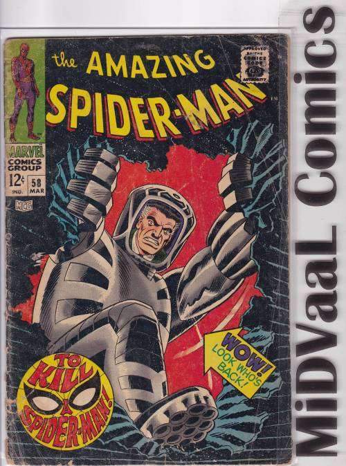 The Amazing Spider-Man Issue # 58 CONDT GOOD 1st app of the Spider Slayer Mark II robot.