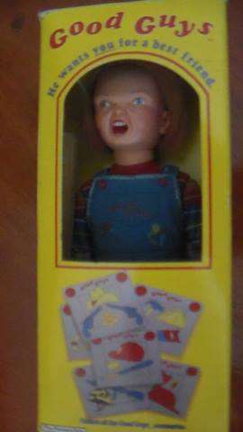 MINI CHUCKY IN BOX WITH HIS TOYS