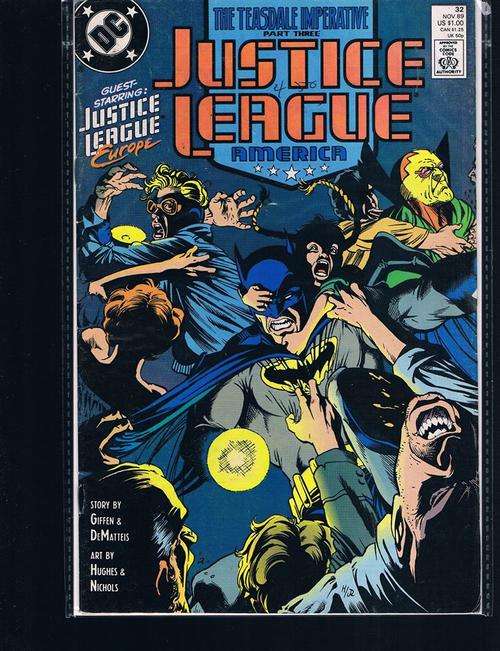 JUSTICE LEAGUE of AMERICA # 32 NOV.1989 CONDT GOOD
