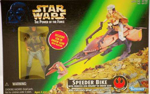 1997 - Hasbro - Star Wars - Power of the Force - Speeder Bike w/ Princess Leia Organa in Endor Gear