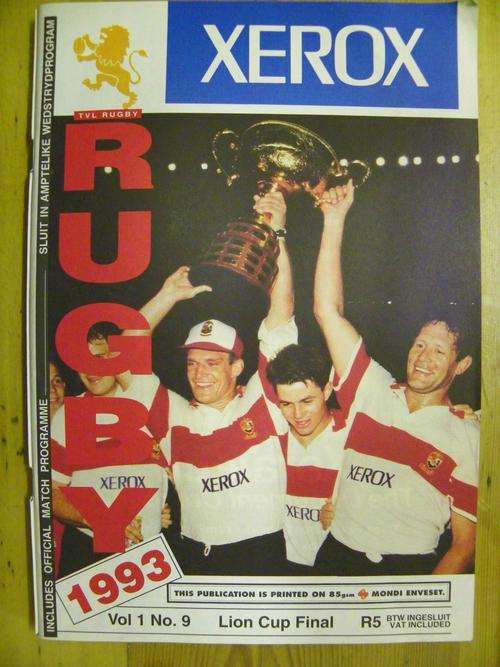Rugby Programme - 1993 Lion Cup Final Transvaal vs Natal