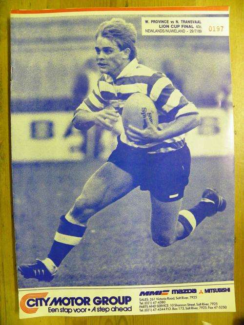 Rugby Programme - 1989 Lion Cup Final Souvenir Brochure Western Province vs Noord Transvaal