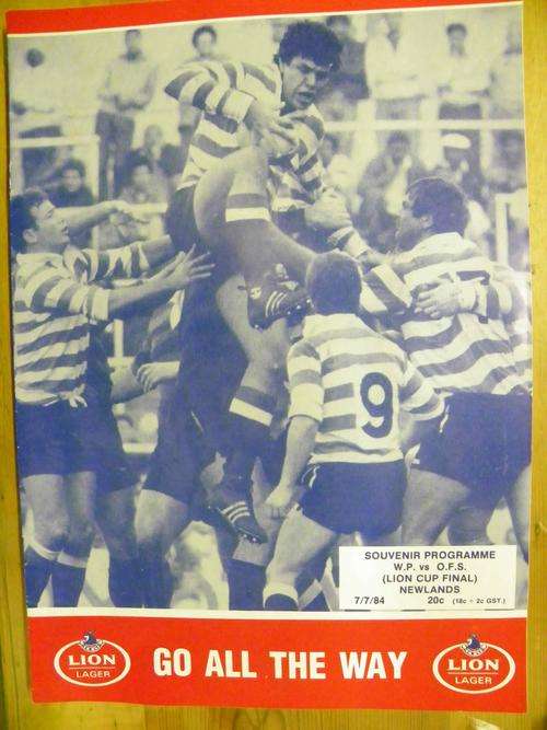 Rugby Programme - 1984 Lion Cup Final Souvenir Programme Western Province vs Orange Free State