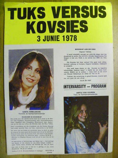 Rugby Programme - 1978 Intervarsity Tukkies vs Kovsies