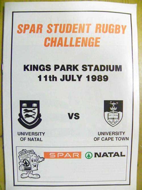 Rugby Programme - Intervarsity 1989 Natal vs Ikeys