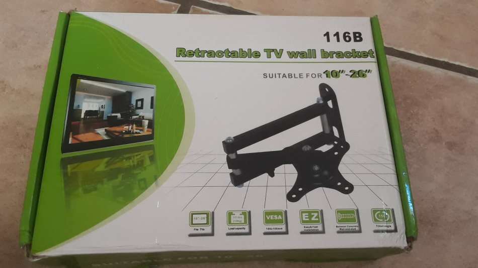UNIVERSAL RETRACTABLE TILT & SWIVEL TV/PC MONITOR/SCREEN WALL MOUNT BRACKET FOR TV 10-26