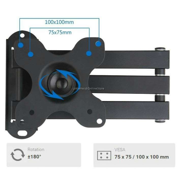 UNIVERSAL RETRACTABLE TILT & SWIVEL TV/PC MONITOR/SCREEN WALL MOUNT BRACKET FOR TV 10-26