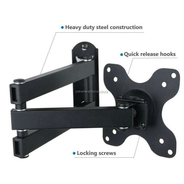 UNIVERSAL RETRACTABLE TILT & SWIVEL TV/PC MONITOR/SCREEN WALL MOUNT BRACKET FOR TV 10-26