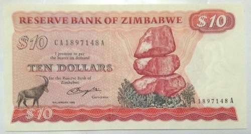 Zimbabwe 1980 $10 Salisbury ( UNC)