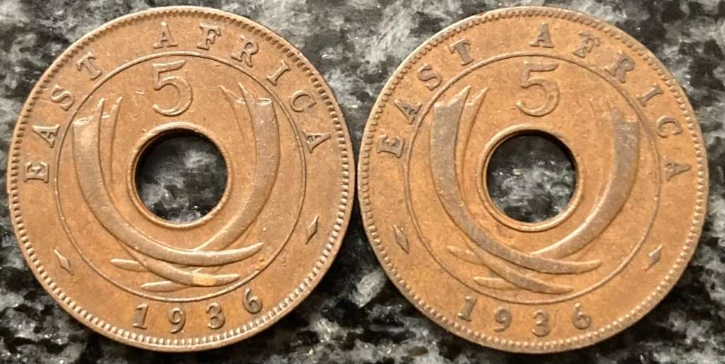 East Africa 1936 Five Cent George V + Edward VIII