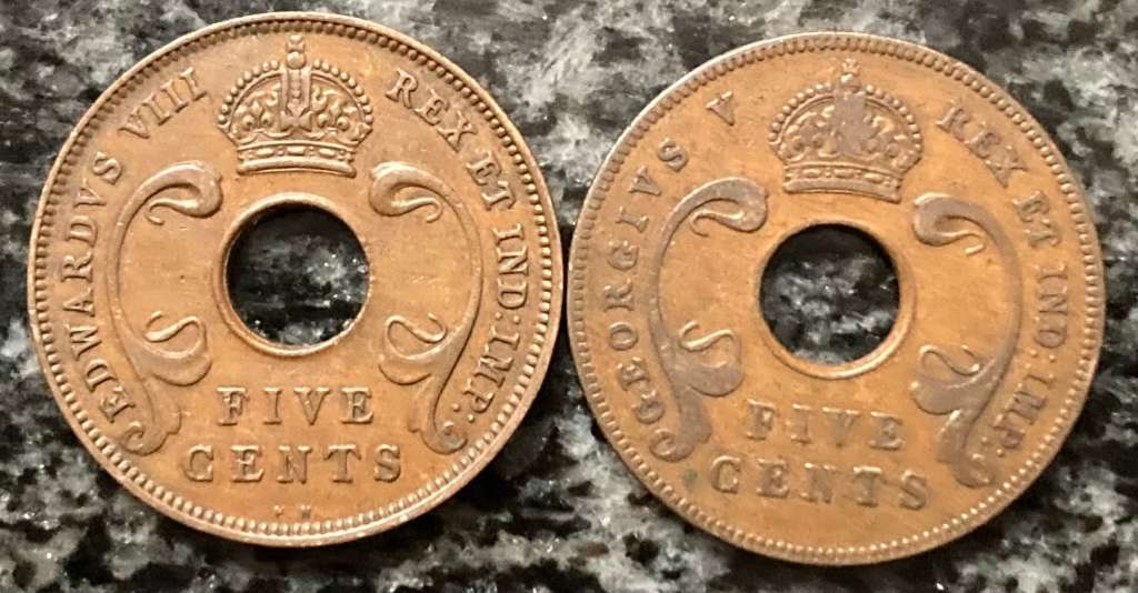 East Africa 1936 Five Cent George V + Edward VIII