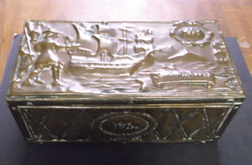 Stunning Wood / Copper Box Commemorating Jan van Riebeeck 1952