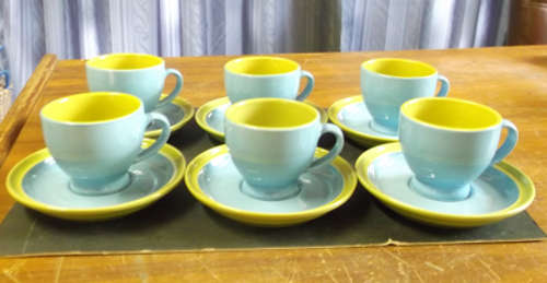 Set Of 6 Stoneage Coffe Cups & Saucers